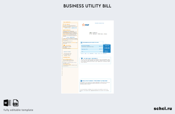 цифровая загрузка EDF, Франция, шаблон счета за электроэнергию